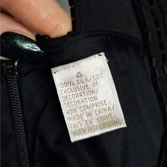 Vintage Y2K Beaded Babydoll Midi Dress Lace 4 Silk Coquette Goth Whimsygoth - Picture 5 of 11